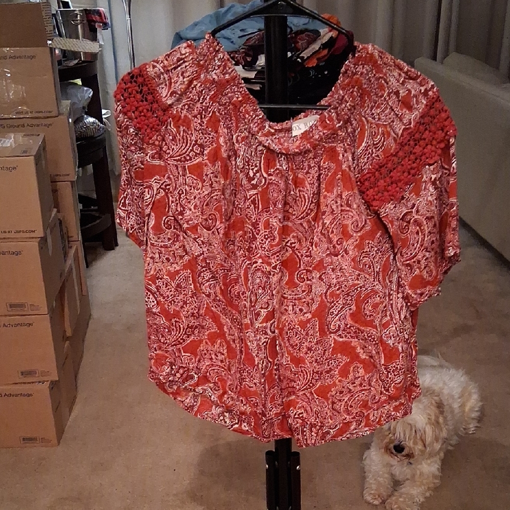Knox Rose Red Paisley Blouse